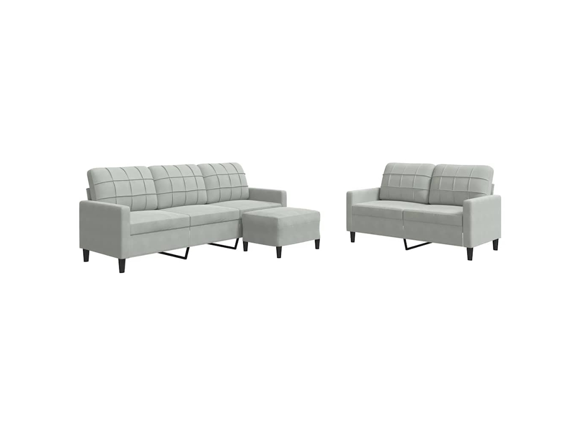 Maison Exclusive - 3 Pcs Conjunto De Sofás Com Almofadões Veludo Cinzento-claro