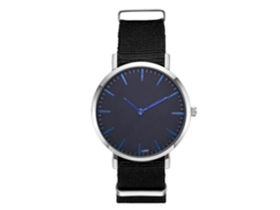 Reloj De Pulsera Hombre Moda Casual De Cuarzo Con Correa De Nailon Negro