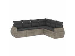 Conjunto de 6 Sofás de Jardim com Almofadões Vime Cinzento MAISON EXCLUSIVE (80x200 cm)