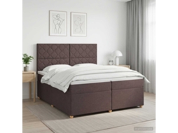 Vidaxl Cama Box Spring Com Colchão Marrom Escuro 200 X 200 Cm Tecido