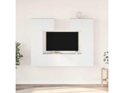 Vidaxl 6 Pcs Conjunto De Móveis De Tv Derivados De Madeira Branco