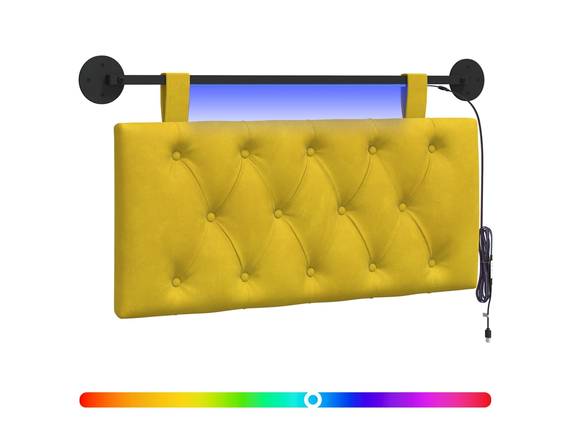 Cabeceira Suspensa com Luz Led Amarelo Veludo MAISON EXCLUSIVE