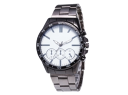 Relógio de quartzo com pulseira de aço, modelo redondo moderno para casais, preto e branco.