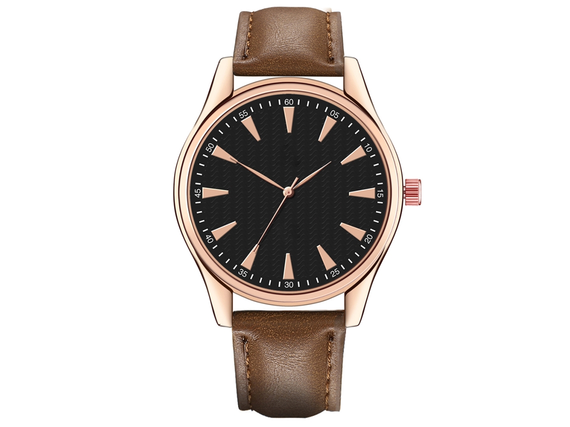 Reloj De Pulsera Para Hombre De Cuero Pu Dial Redondo Analógico De Cuarzo Moda
