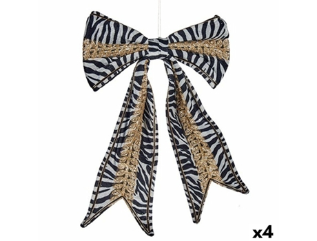 Laço Adorno Natalício Zebra Branco Preto 40 x 4 x 45 cm (4 Unidades)