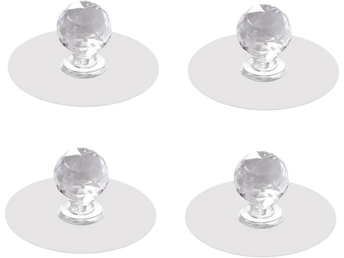 Conjunto De 4 Puxadores Redondos Acrílico Para Portas E Gavetas, Sem Necessidade De Furação, Ideais Para Uso Em Armários