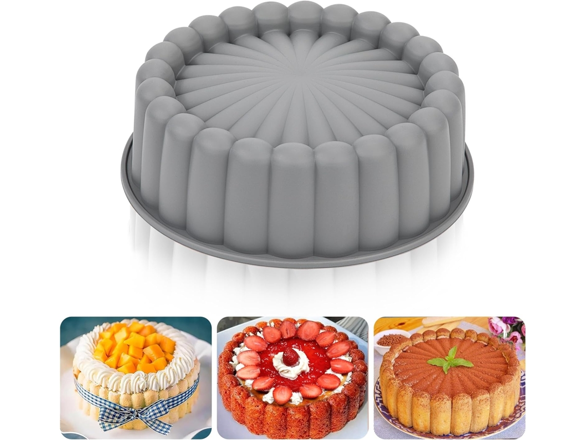 Elysve Forma De Silicone, 8 Polegadas, Charlotte, Molde Redondo Girassol, Antiaderente, Utensílio Diy Cinza