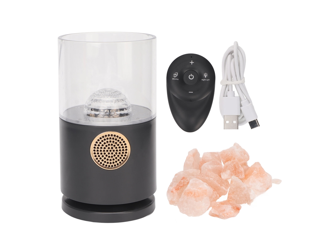 Projetor Lâmpada De Sal Bluetooth Alto Falante Controle Remoto Projeção Decorativa Luz Noturna De Sal Para Quarto Escritório Preto