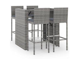 Maison Exclusive - 5 Pcs Conjunto De Bar P/ Jardim C/ Almofadões Vime Pe Cinzento