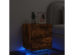 Vidaxl Mesa Cabeceira C/ Luzes Led Derivados Madeira Carvalho Fumado
