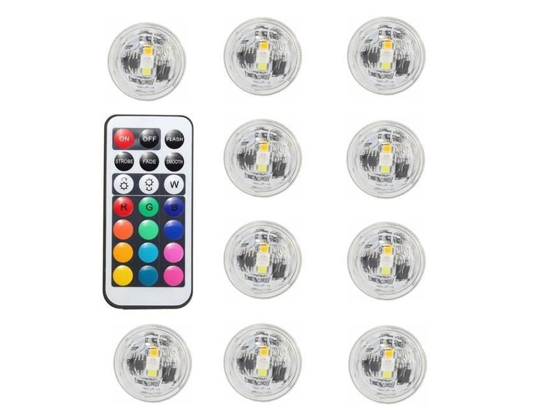 Lâmpada Led Submersível Vermelha Rgbw Rgbww Ip68 com Controle Remoto 13 Cores Submersível para Banheiro