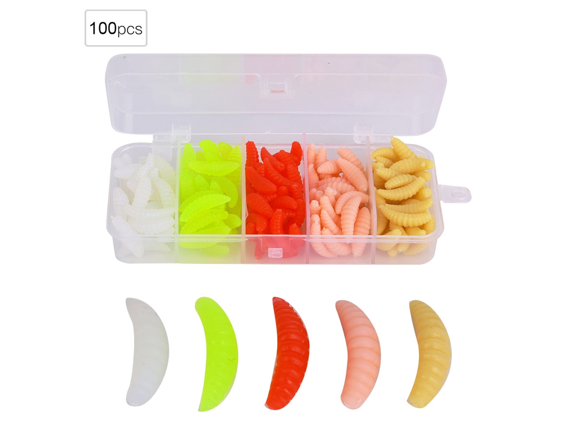 Kit de 50 Iscas de Borracha com Cauda Dupla | S/MARCA