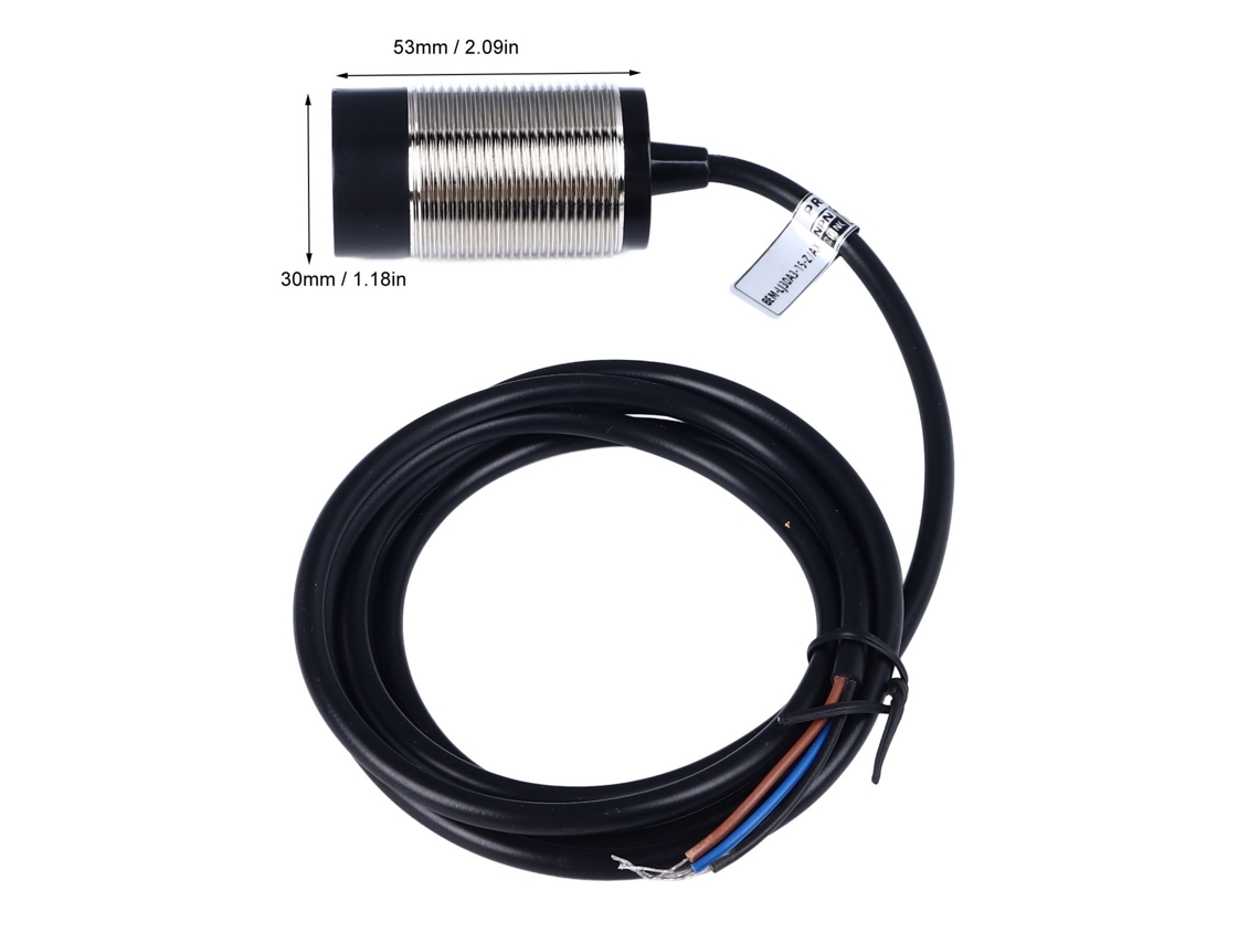 Sensor de proximidade indutivo de 3 fios NPN NC, chave de cilindro de metal M30, 6-36 V DC