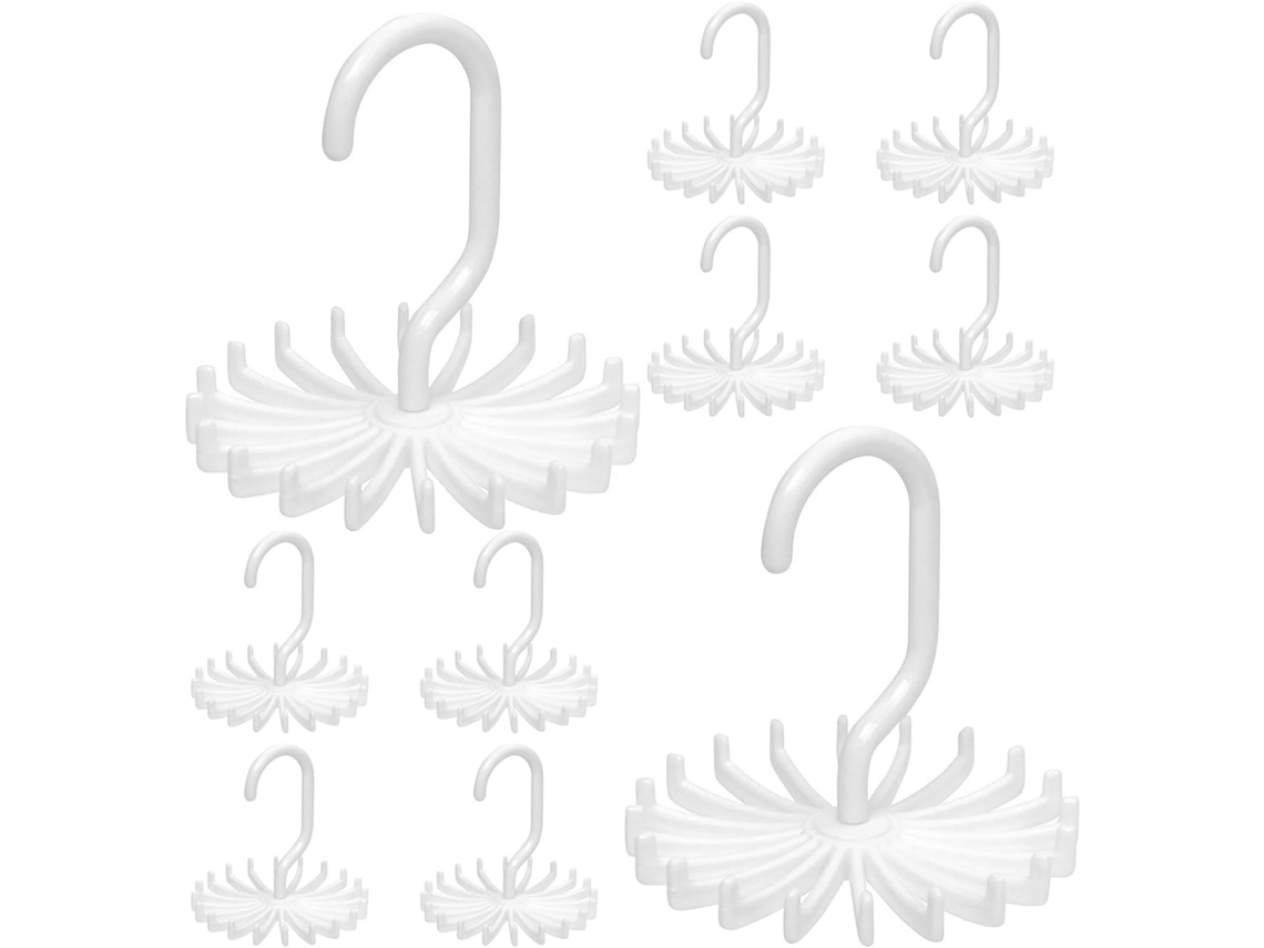 Organizador Giratório De 10 Peças Para Gravatas E Cintos Com Ganchos, Cabideiro Branco Para Guarda Roupa, Economiza
