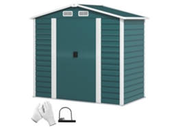 Galpão Metálico de Jardim 213x120x194cm com portas deslizantes, saídas de ar reforço base verde escuro | S/MARCA