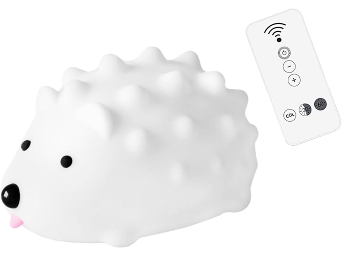 Luminária de Mesa em Silicone Multicolorida em Formato de Ouriço, Luz Noturna Recarregável Via Usb, Iluminação Ajustável. SFUSHOS
