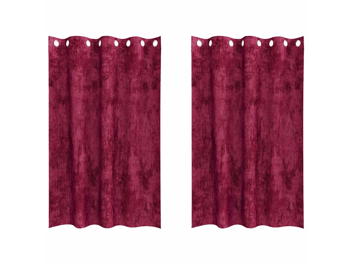 Conjunto 2 Cortinas De Veludo Vidaxl Vermelho Veludo (175 X 140 Cm)