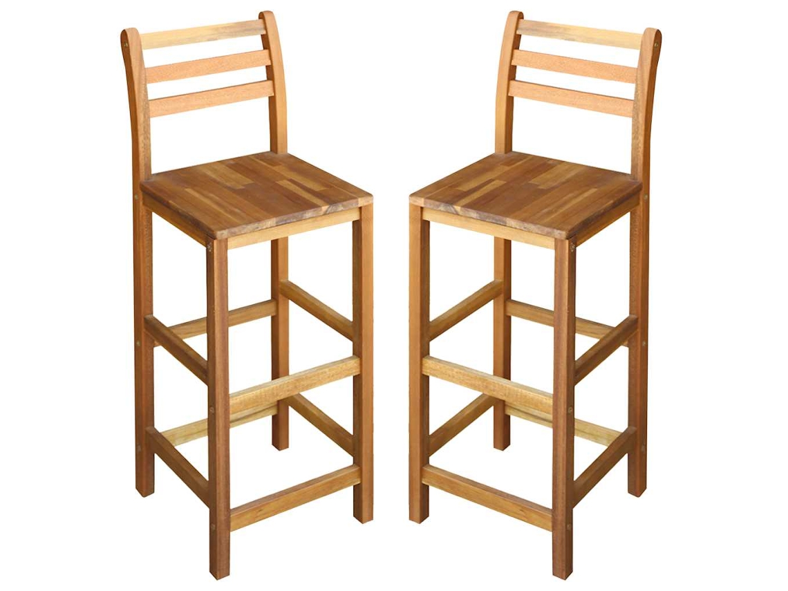 Bancos de Bar 2 Pcs Madeira de Acácia Maciça MAISON EXCLUSIVE