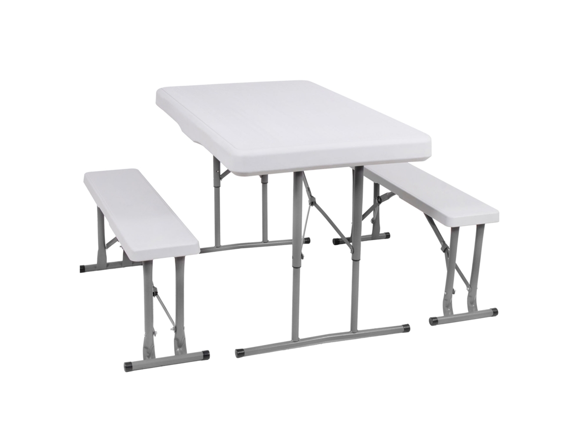 Conjunto De Móveis Para Jardim Mesa Dobrável Com 2 Bancos Springos