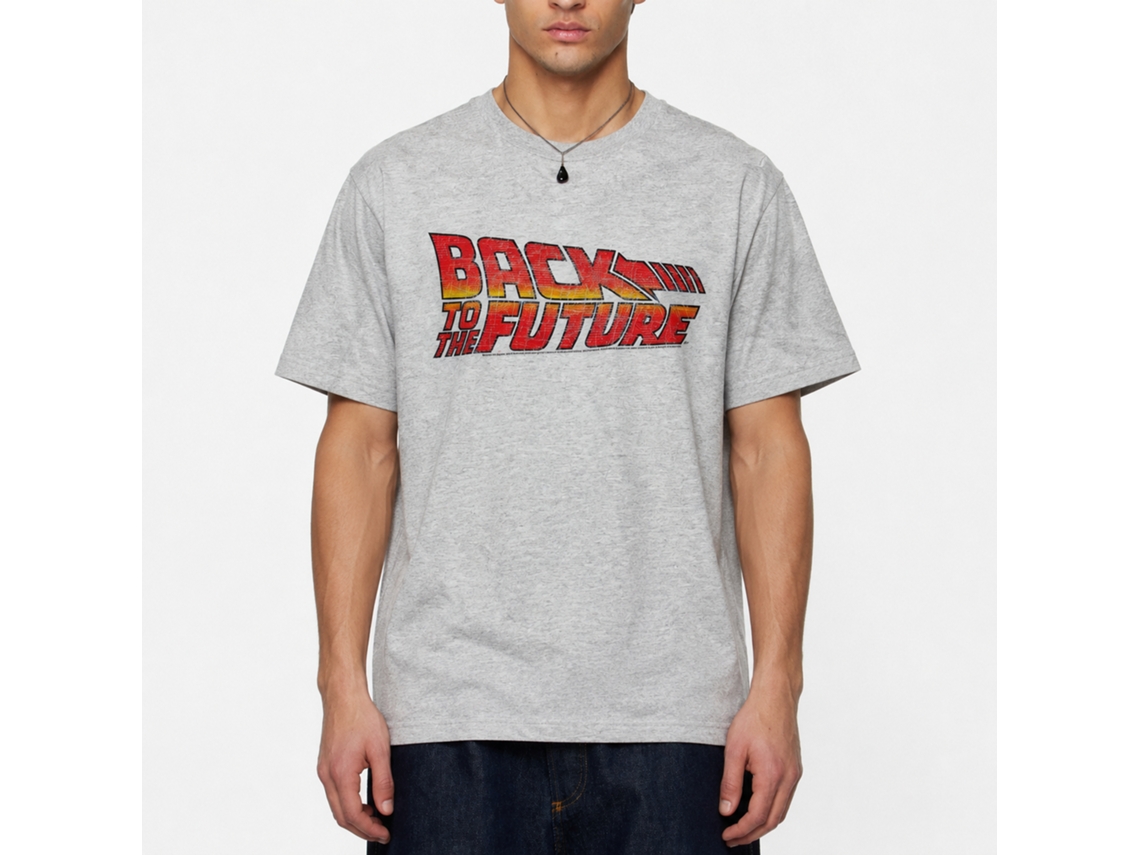 Rockinstone Back To The Future Movie Logo B2f Heather Gray Adult T-shirt Size:xl