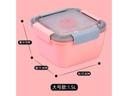 Container de Salada para Almoço, 52 oz, com 3 Compartimentos e Potinho para Molho, Rosa