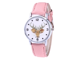 Relógio de casal Zhoulianfa Quartz com pulseira de couro PU (rosa)