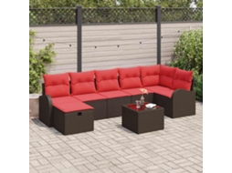 Vidaxl Conjunto De Sofá De Jardim 8 Unid. Castanho Vime Pe