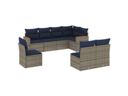 Conjunto de Sofá de Jardim, 8 Peças, Almofadas, Rattan Cinza MAISON EXCLUSIVE