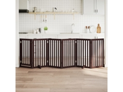 Vidaxl Portão P/ Cães C/ Porta Dobrável 6 Painéis 300cm Álamo Castanho