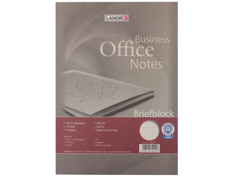 Bloco de Cartas para Reciclagem LANDRÉ A4 50 Folhas 70 G/M² Quadrado