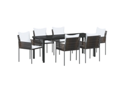 Conjunto 7 Conjunto De Jantar Para Jardim Vidaxl Castanho Vime Pe (200 X 80 X 73 Cm)