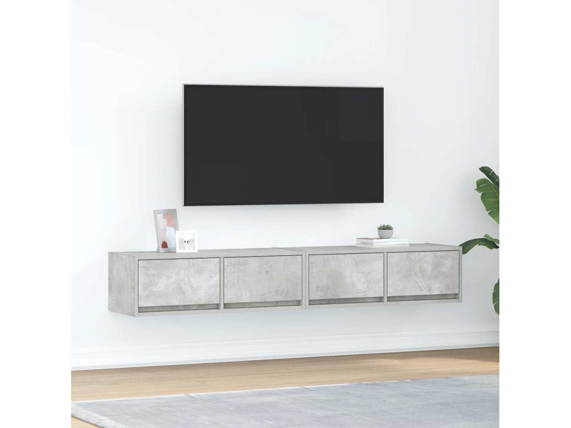 Vidaxl Móveis De Tv 2pcs 80x31x25,5cm Madeira Processada Cinza Cimento