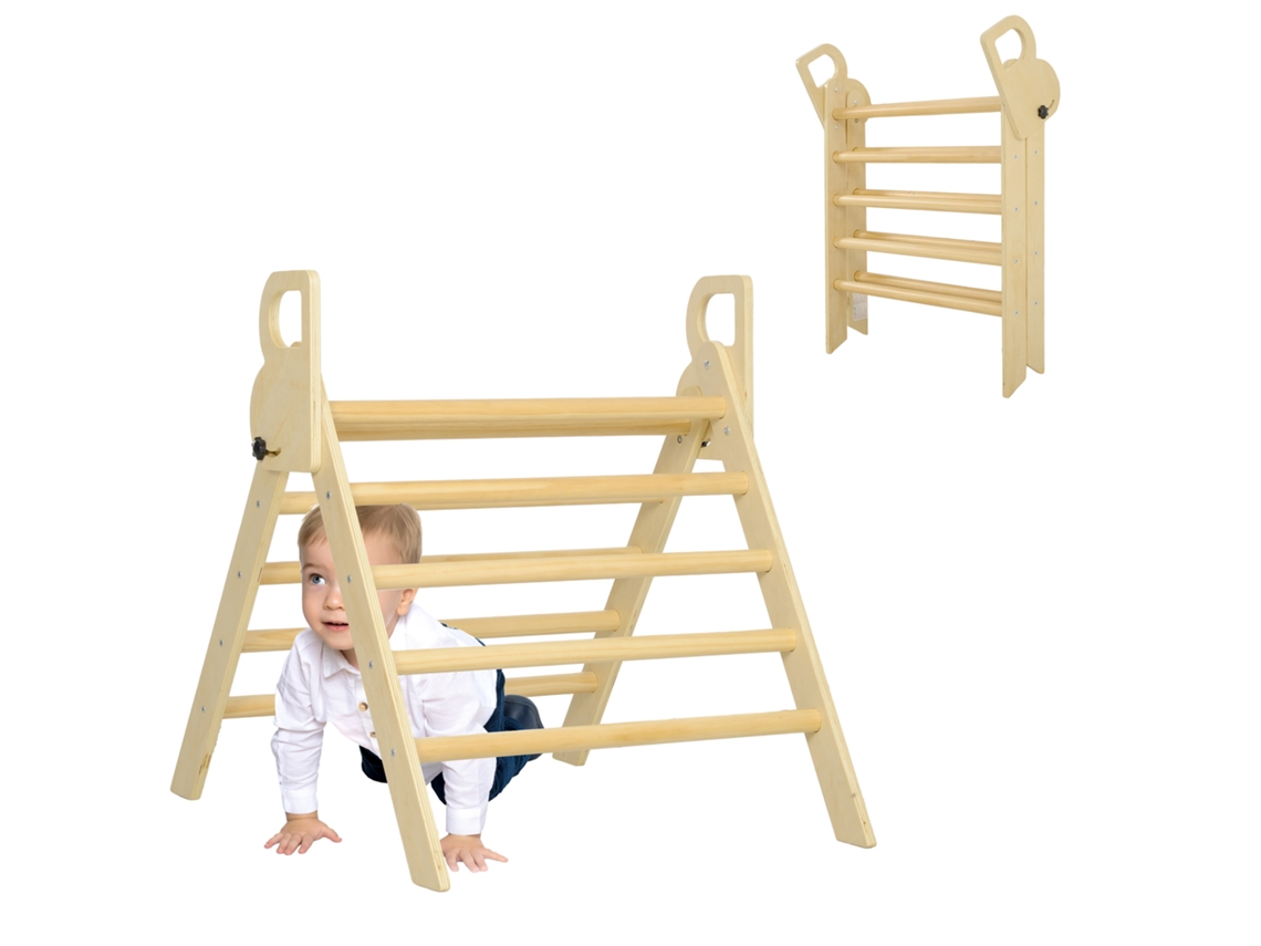 Estrutura De Escalada Para Crianças De 18 A 48 Meses Para Desenvolver O Equilíbrio E A Coordenação Motora. 82 X 66 X 71 Cm. Cor Natural.