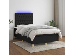 Vidaxl Cama Box Spring C/ Colchão E Led 120x200 Cm Tecido Preto