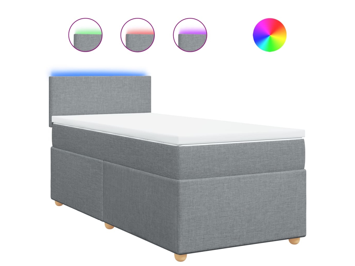 Cama com Molas e Colchão Tecido Cinzento Claro MAISON EXCLUSIVE (90x190 cm)