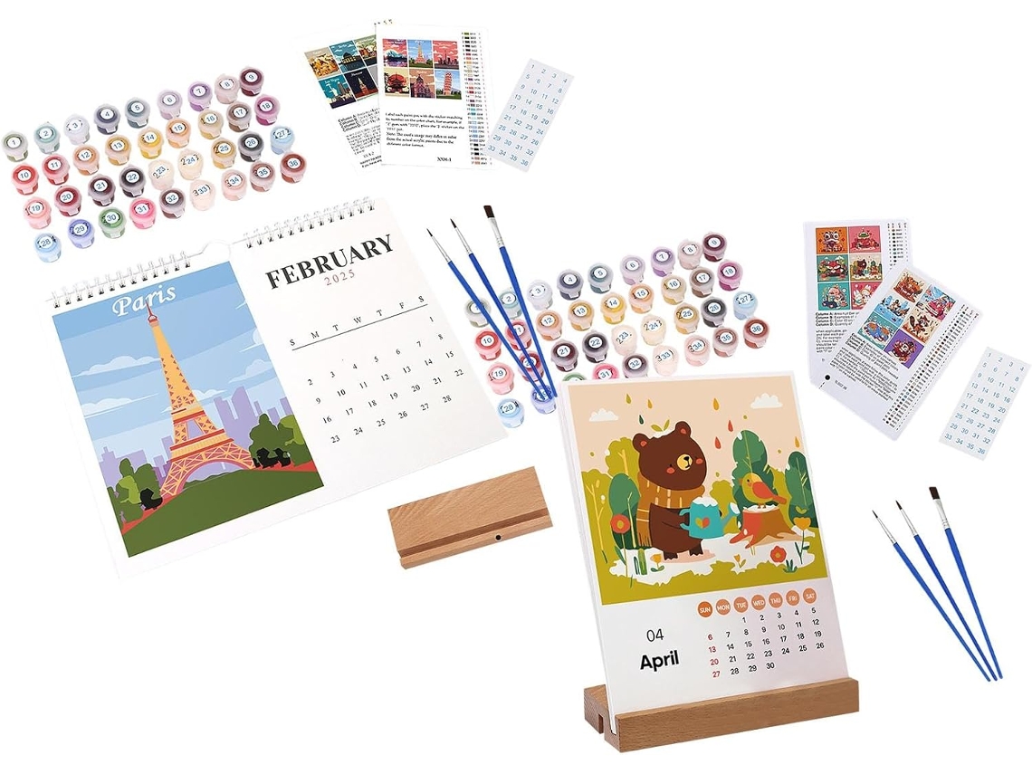 Calendário 2025 Com Pincel, De Mesa Mensal De À Mão Com Design À Mão E Arte Com Acrílico., De Tinta Acrílica