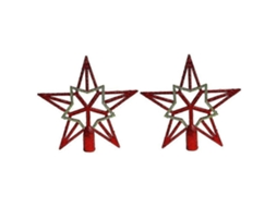 Enfeites Para Árvore De Natal Com Glitter E Estrelas Vazadas, Pacote Com 2, Vermelho Olysi Shop