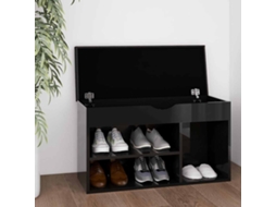 Vidaxl Banco Sapateira + Almofadão Contr. 80x30x47 Cm Preto Brilhante
