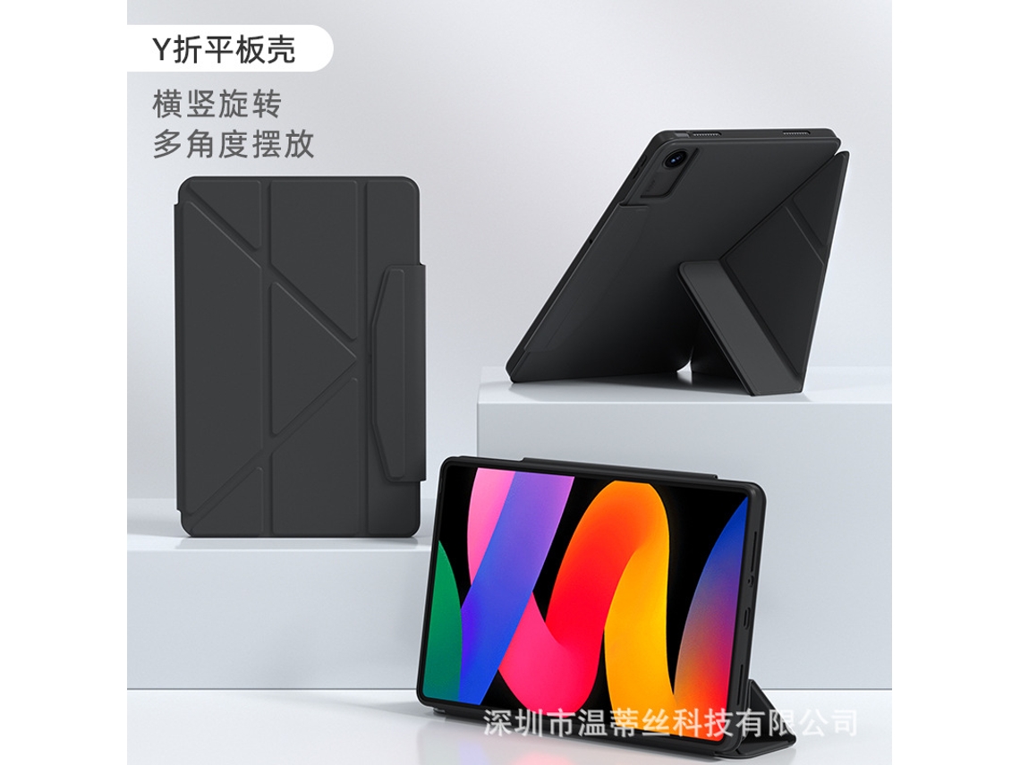 Capa Protetora Para Tablet, Dobrável Em Y, Com Fivela (preta) - Lenovo 12,7 Polegadas/2025