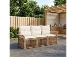 Vidaxl Conjunto De Sofá De Jardim 3 Pcs Bege Vime Pe