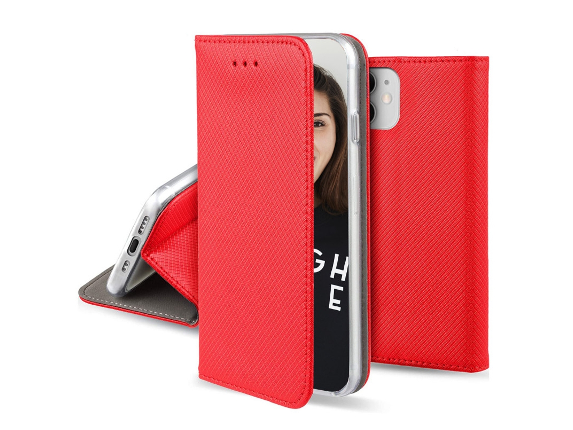Capa Fólio Note Função para Xiaomi Redmi Note 11S 4G / Note 11 JAYM Pele Sintética Magnética Vermelho