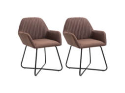Vidaxl Cadeiras De Jantar 2 Pcs Tecido Castanho