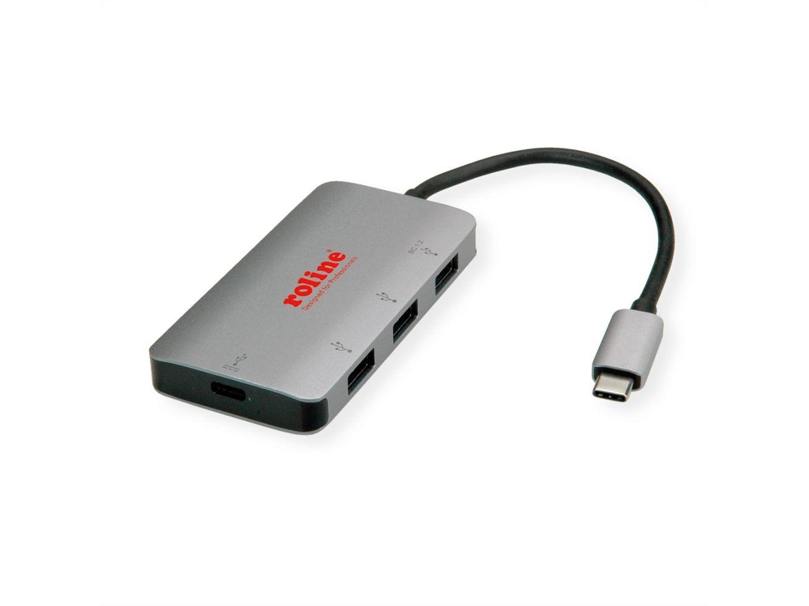 Roline 14.02.5038 Hub de Interface Usb 3.2 Gen 2 3.1 Gen 2 Type-C 5000 Mbit/S Prateado