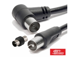 Cabo Coaxial Macho/fêmea Preto 2m Ângular 90º Alpha