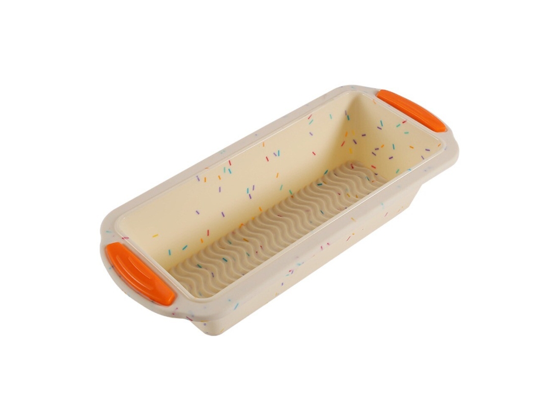 Forma de Silicone Antiaderente para Torradas, Forma Retangular para Pão, Faça Você Mesmo, Bege e Laranja Zeuxo