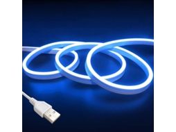 Tiras De Led Neon Flexível 2m 5v Usb Luz Azul Para Quarto Gavetas Decoração Interior E Exterior