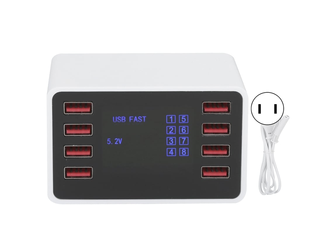Carregador USB EOOCOO com 8 Portas e Display LCD