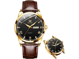 Lurelia Relógio Masculino, Movimento De Quartzo, Data/calendário, Luminoso, 39 Mm, Aço Inoxidável, Couro, Preto