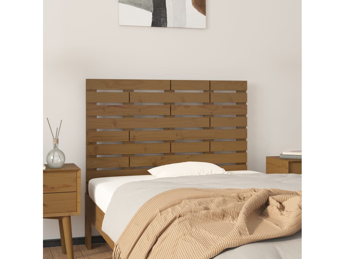 Vidaxl Cabeceira De Parede 81x3x63 Cm Pinho Maciço Castanho-mel