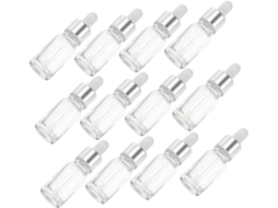 De 12 Frascos Conta-gotas De Vidro Transparente Para Óleos Essenciais E Pequenos Objetos.